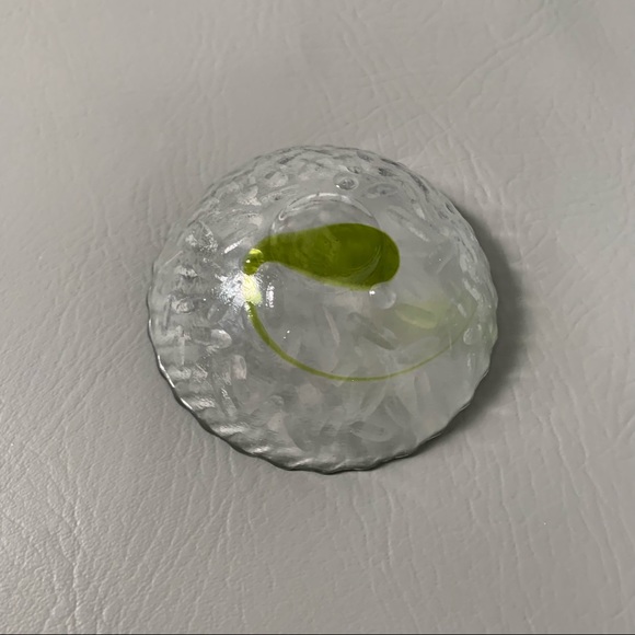 Green Teardrop Art Glass Bowl Handmade Artisan Made Textured - Picture 2 of 15